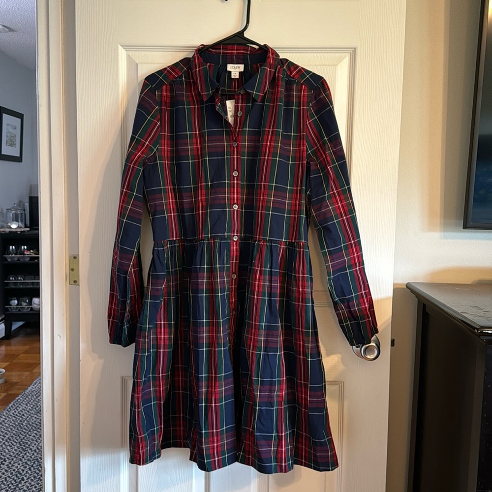 Jcrew Tartan plaid shirt dress size 14 NWT